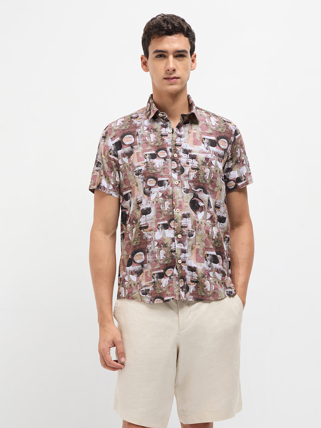 Earthy MultiColor Abstract Printed Casual Shirt