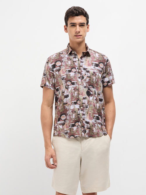Earthy MultiColor Abstract Printed Casual Shirt