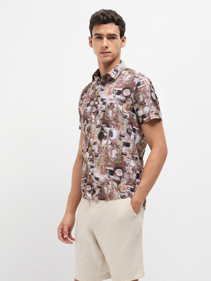 Earthy MultiColor Abstract Printed Casual Shirt