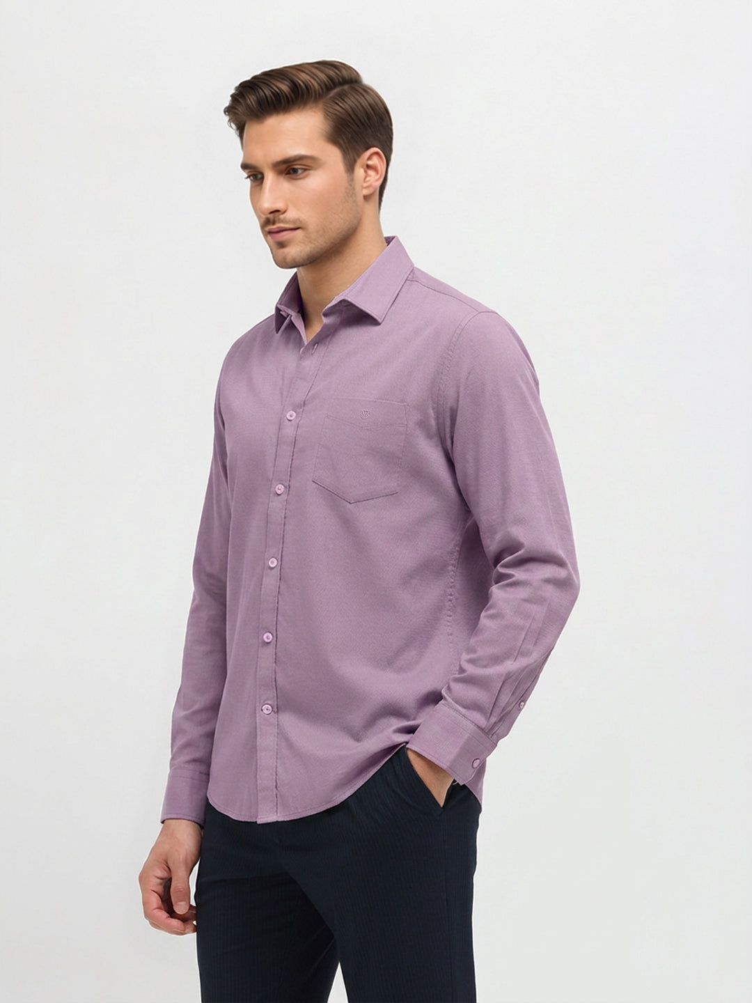 Lavender Fog Solid Casual Shirt