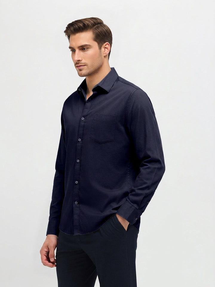 Deep Navy Solid Casual Shirt