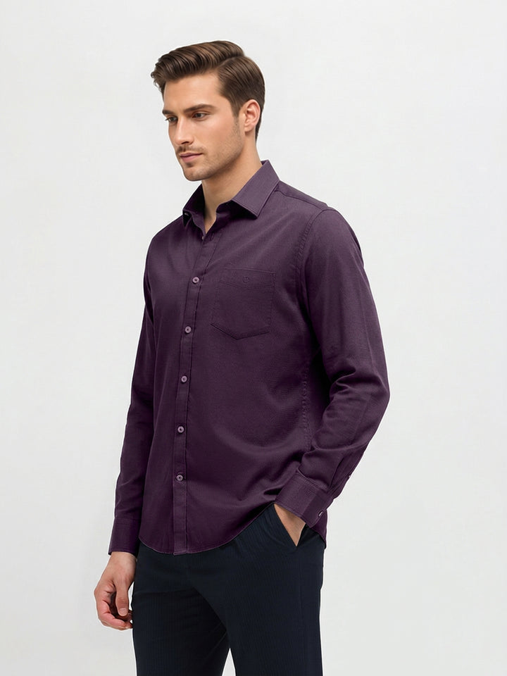 Deep Plum Solid Casual Shirt