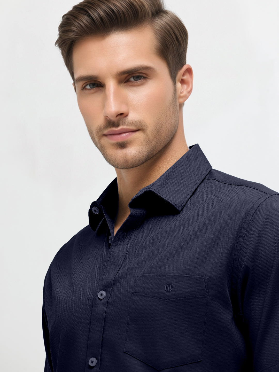 Deep Navy Solid Casual Shirt