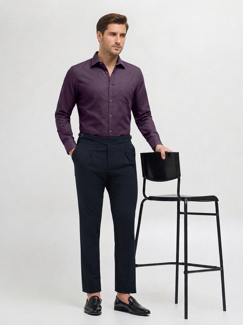 Deep Plum Solid Casual Shirt