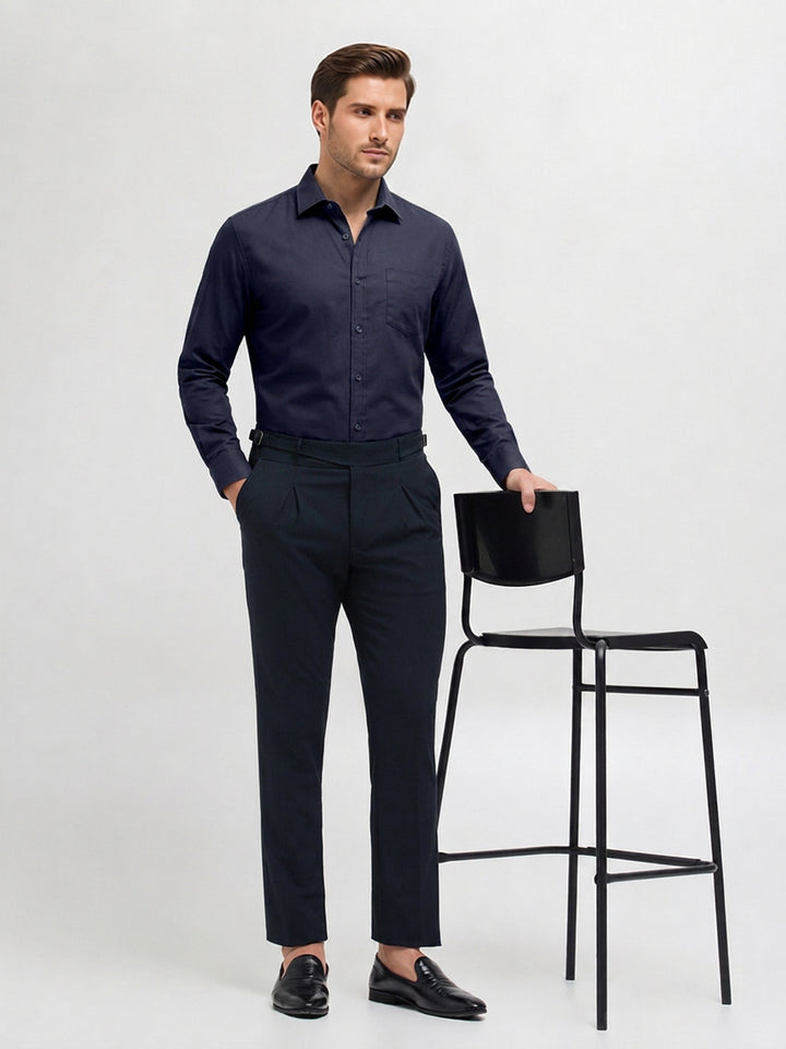Deep Navy Solid Casual Shirt
