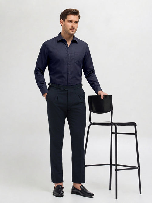 Deep Navy Solid Casual Shirt