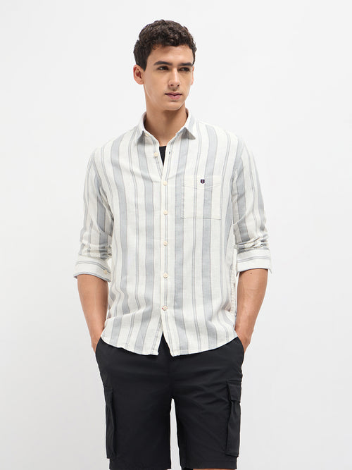 Light Grey Stripes Casual Shirt