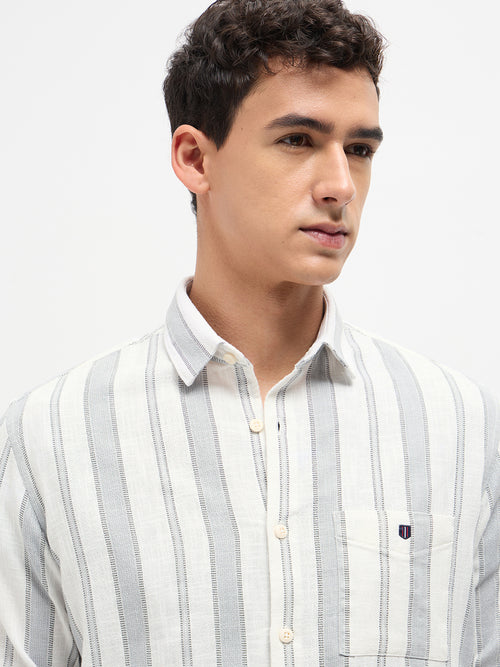 Light Grey Stripes Casual Shirt