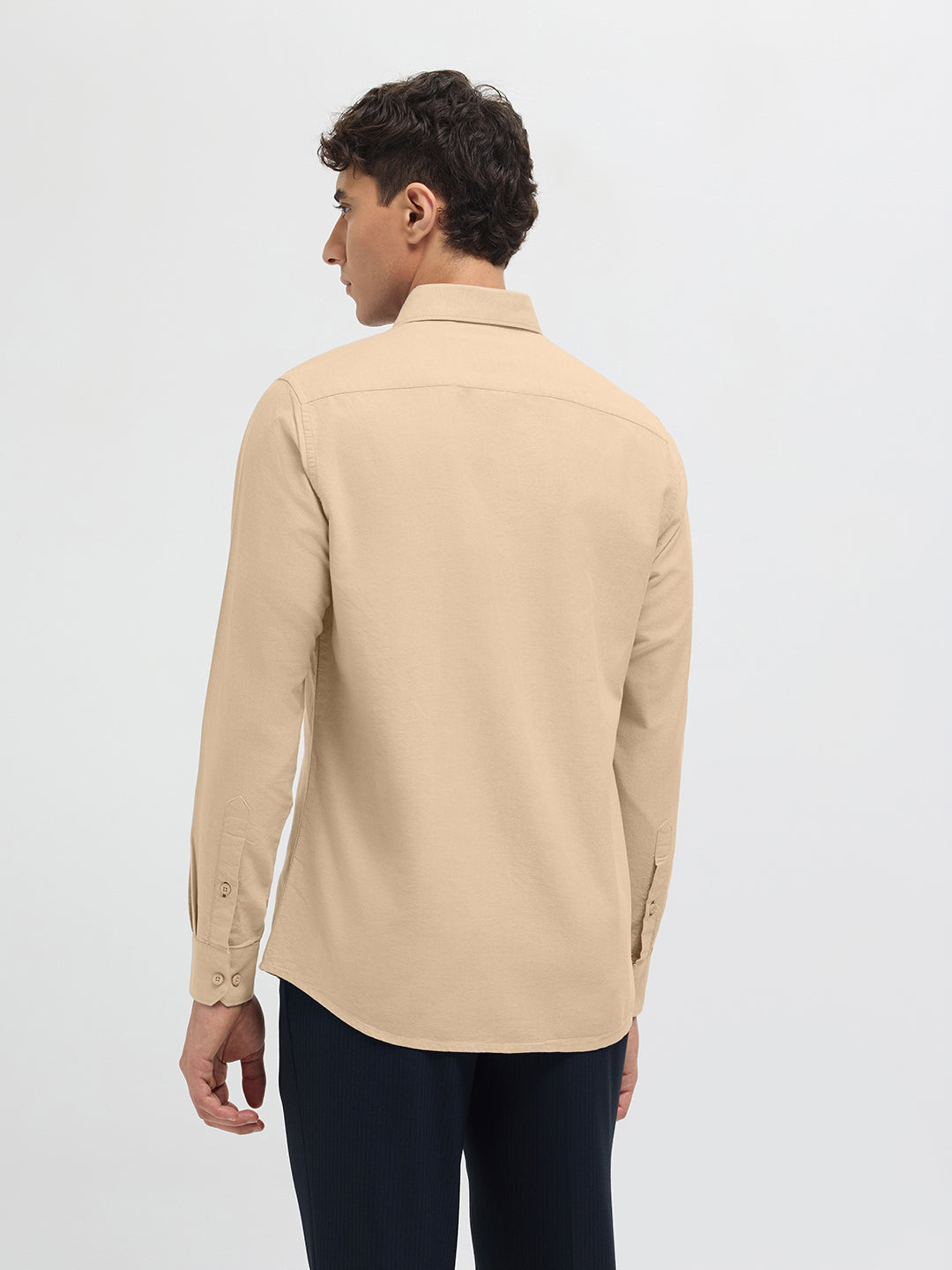 Sandstone Beige Solid Casual Shirt