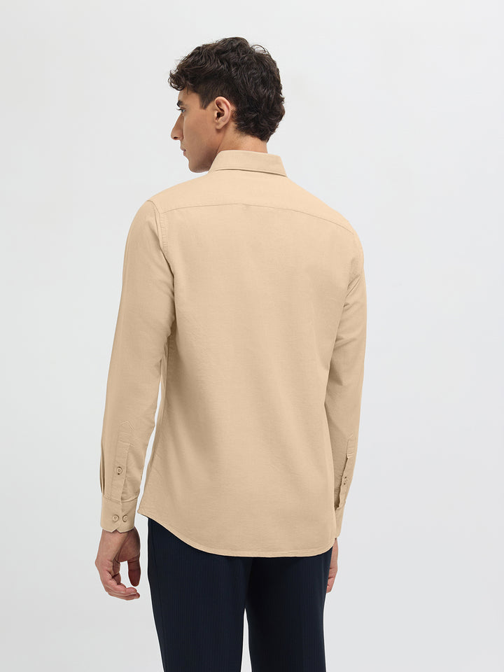 Sandstone Beige Solid Casual Shirt