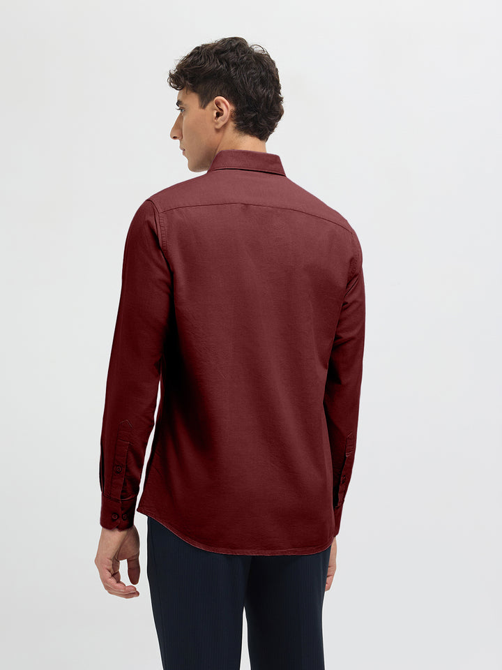 Royal Burgundy Solid Casual Shirt