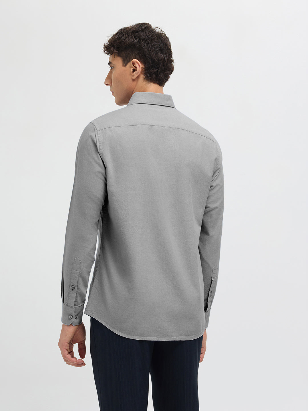 Warm Gray Solid Casual Shirt