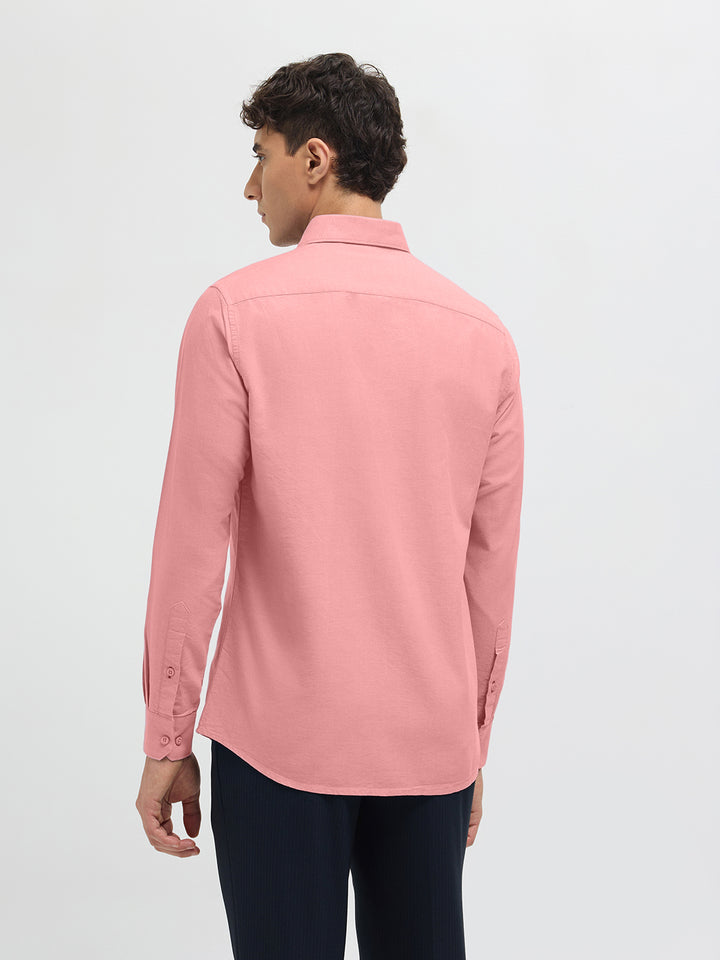 Coral Orange Solid Casual Shirt