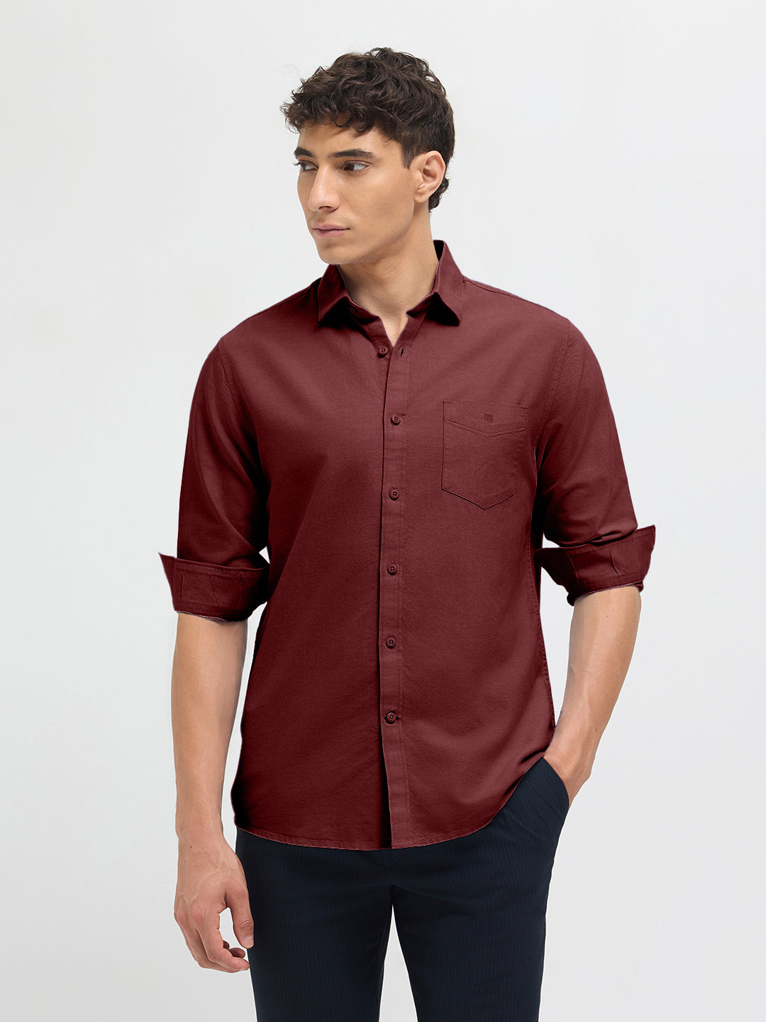 Royal Burgundy Solid Casual Shirt