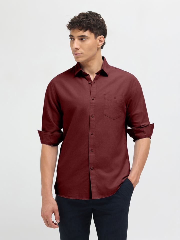 Royal Burgundy Solid Casual Shirt