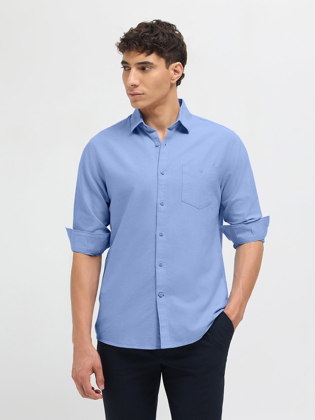 Frozen Blue Solid Casual Shirt