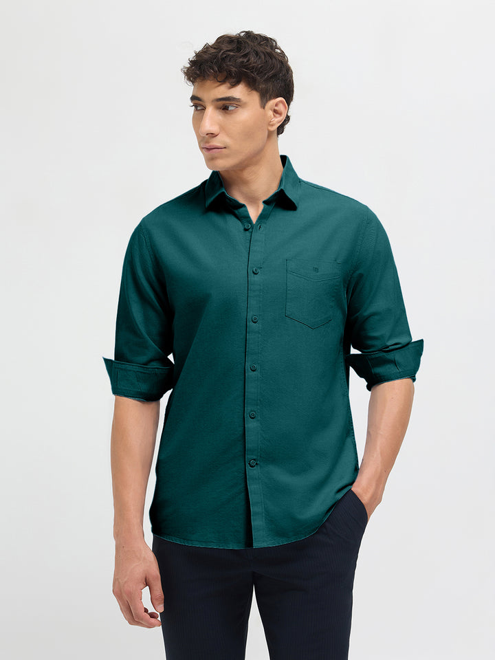 Deep Sage Solid Casual Shirt