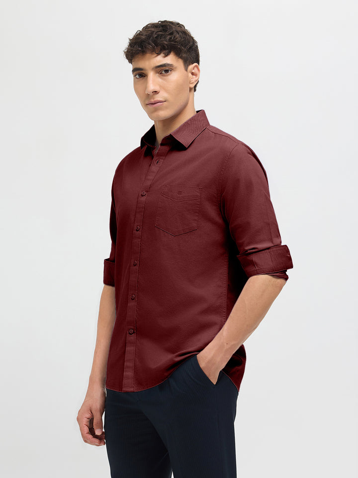 Royal Burgundy Solid Casual Shirt