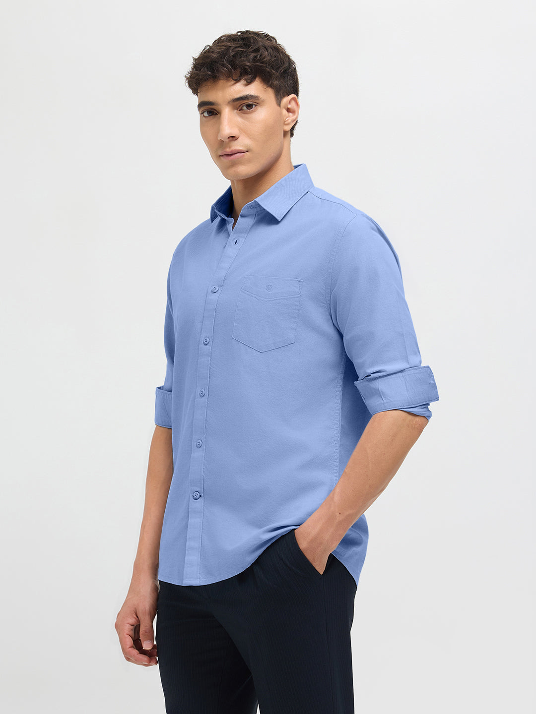 Frozen Blue Solid Casual Shirt
