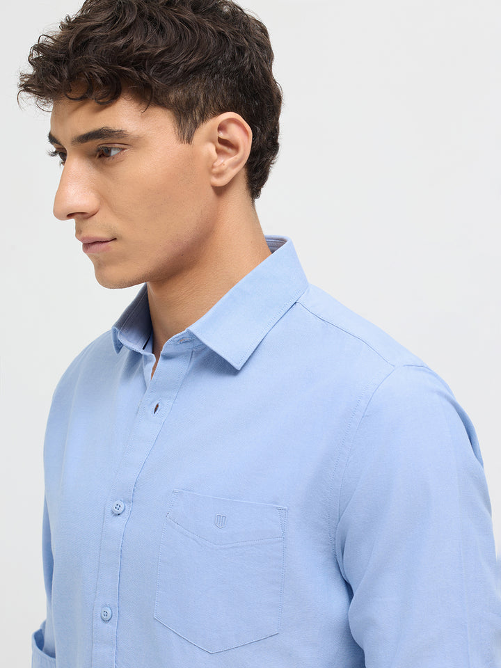 Clay Blue Solid Casual Shirt