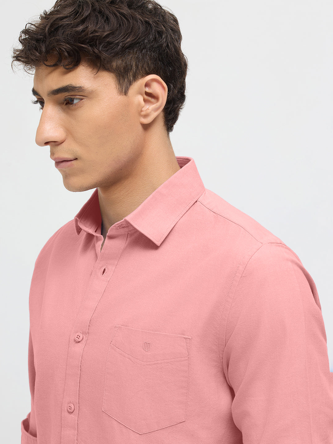 Coral Orange Solid Casual Shirt