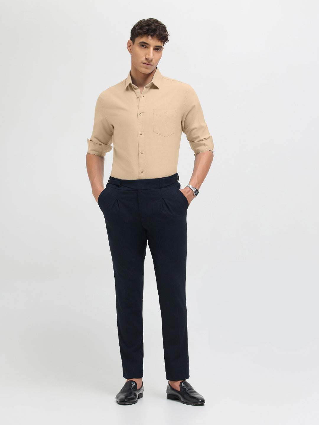 Sandstone Beige Solid Casual Shirt