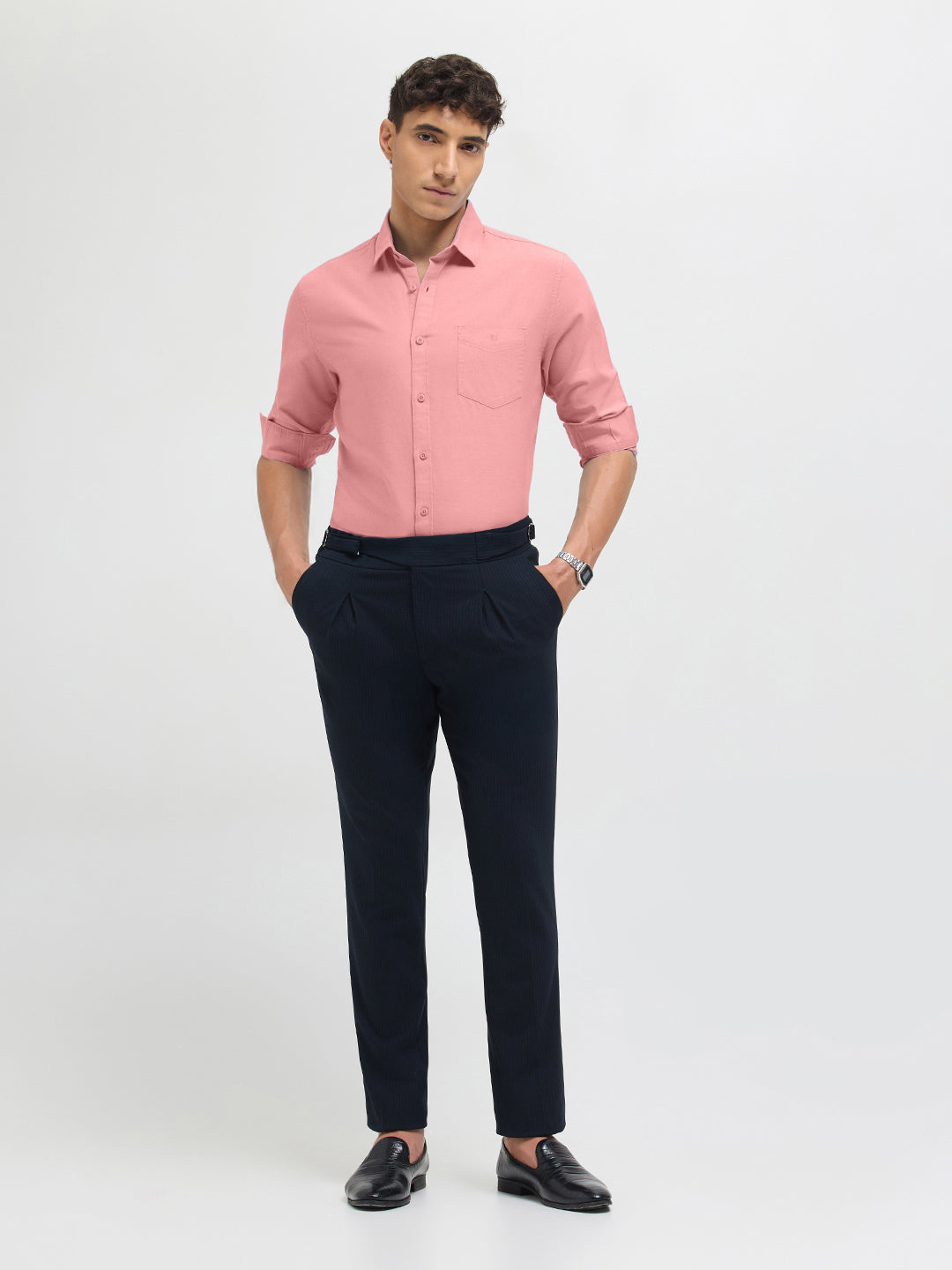 Coral Orange Solid Casual Shirt