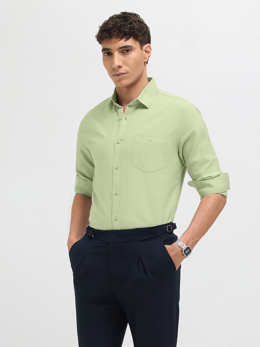 Dusty Olive Solid Casual Shirt