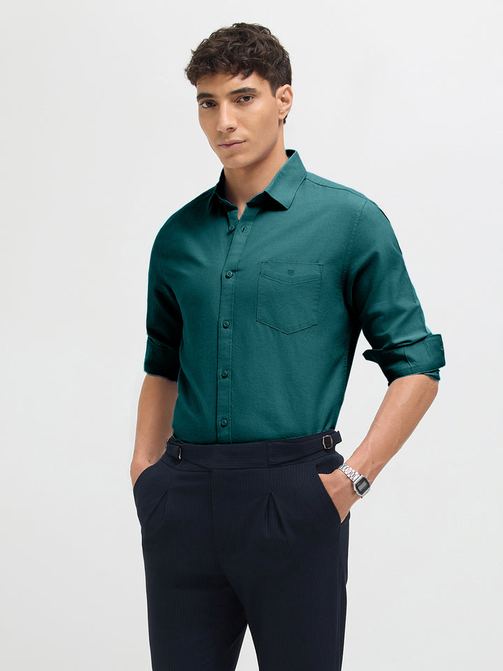 Deep Sage Solid Casual Shirt