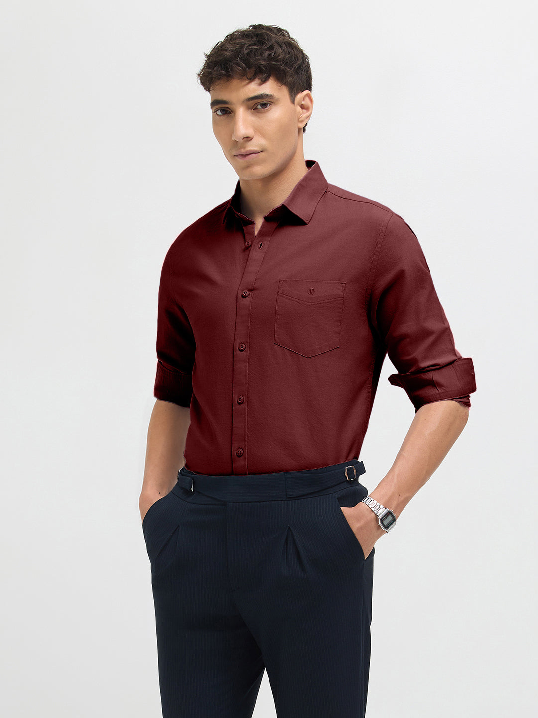 Royal Burgundy Solid Casual Shirt