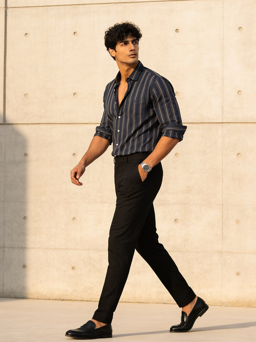 Silver Tide Stripes Casual Shirt
