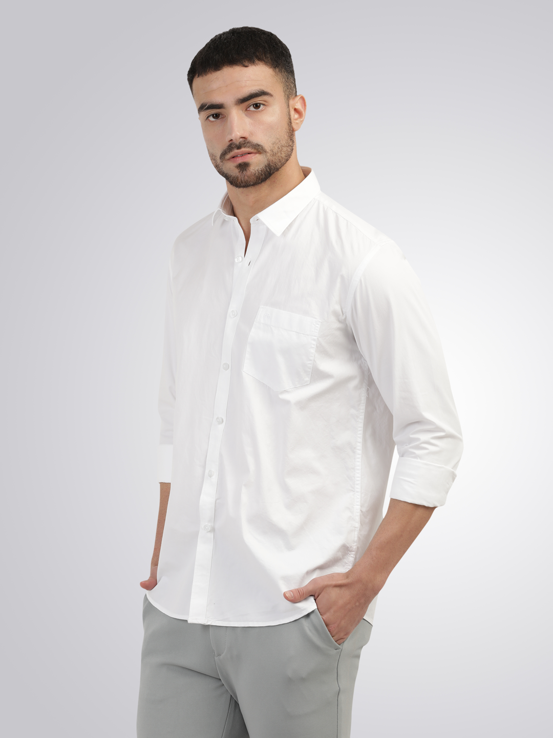 White Twill Solid Shirt