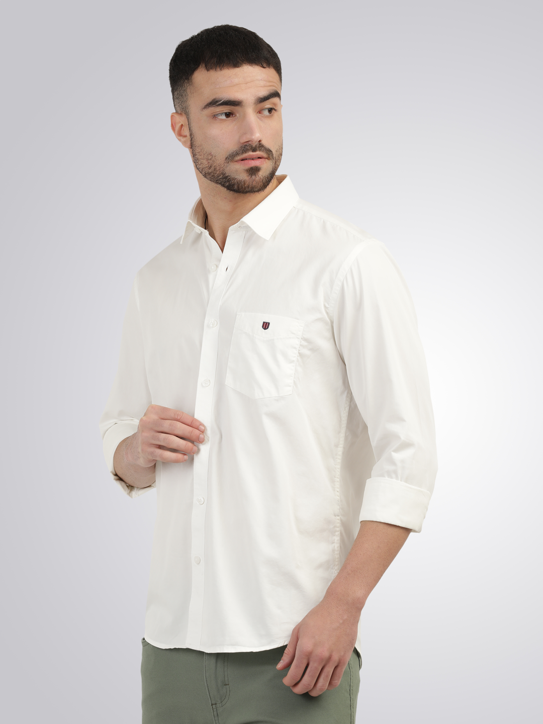 Ivory Twill Solid Shirt