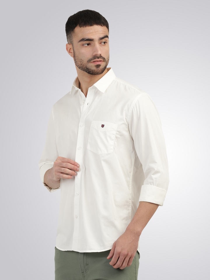 Ivory Twill Solid Shirt