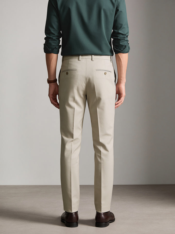 Peach Beige Solid Formal Trousers