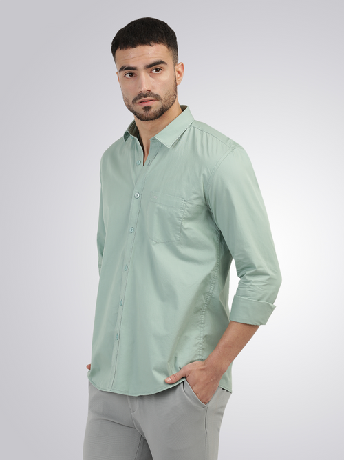 Apple Green Twill Solid Shirt