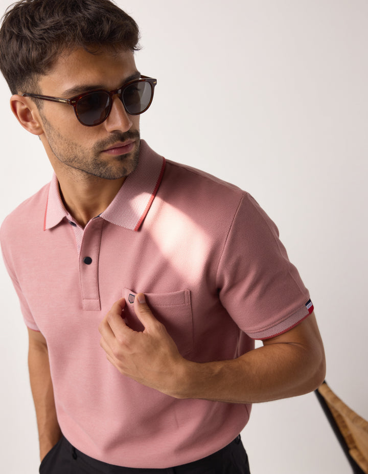 Muted Pink Solid Polo T Shirt