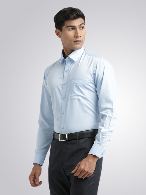 Light Blue Twill Wrinkle Free Solid Shirt