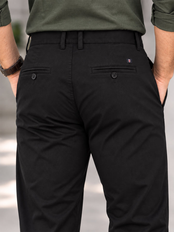 Dark Black Solid Casual Trousers
