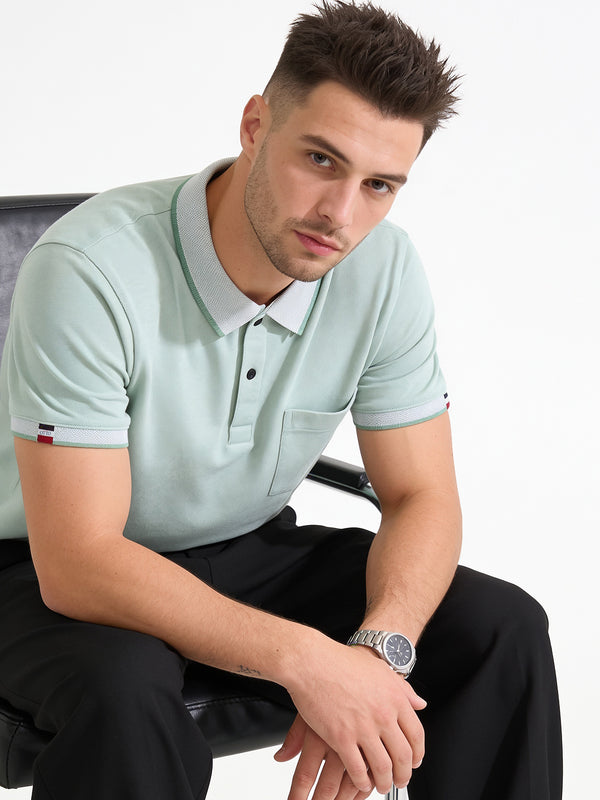 Olive Solid Polo T Shirt