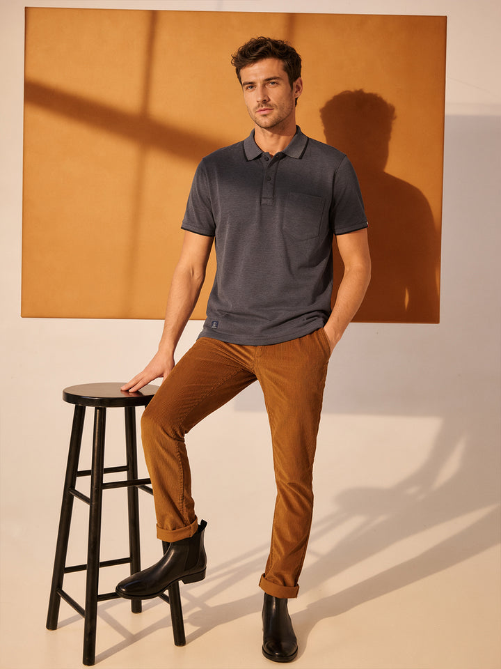 Deep Ash Grey Solid Polo T Shirt