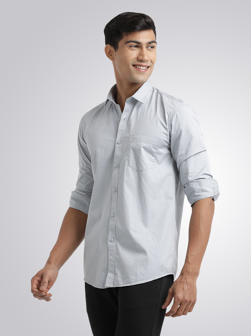 Grey Twill Solid Shirt