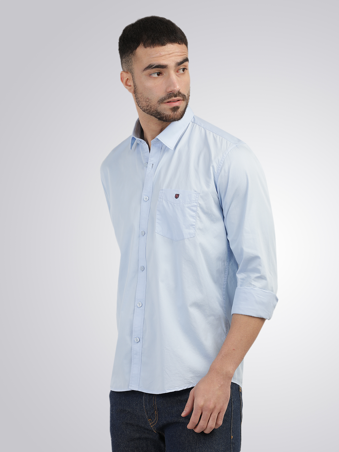 Light Blue Twill Solid Shirt
