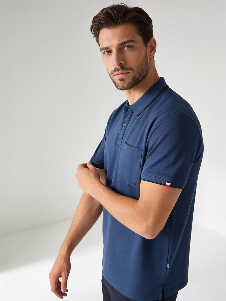 Navy Solid Polo T Shirt