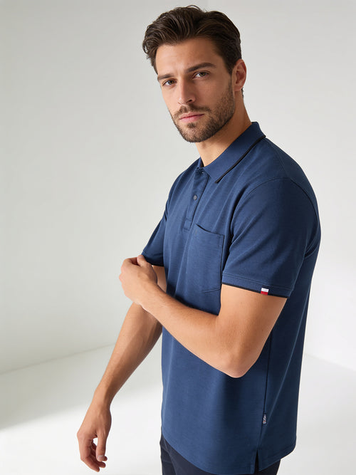 Navy Solid Polo T Shirt