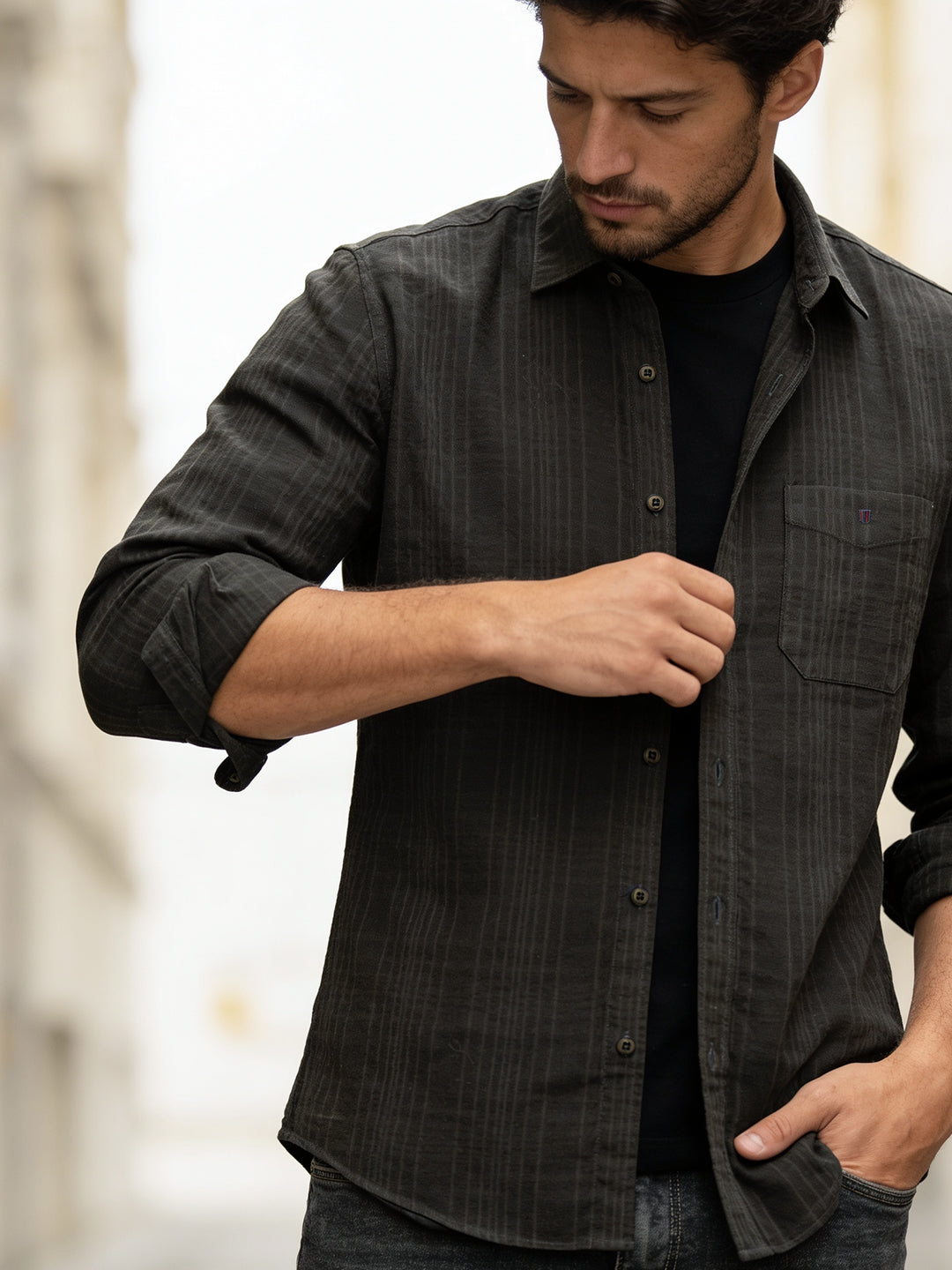Camo Olive Checked Casual Shirt