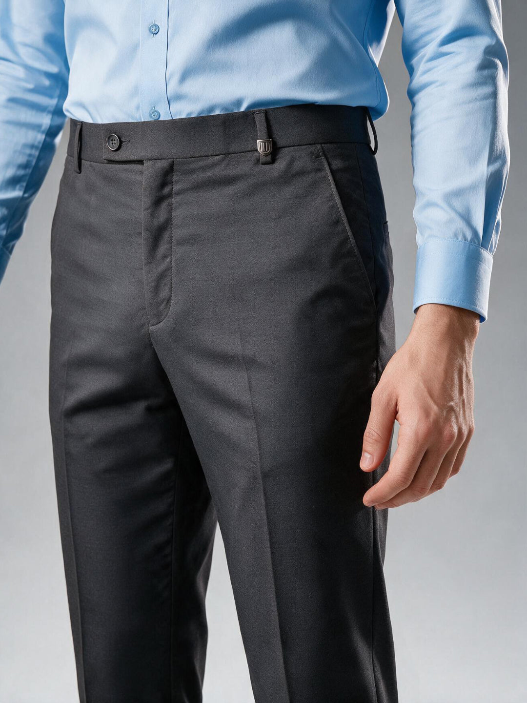 Charcoal Grey Solid Formal Trousers