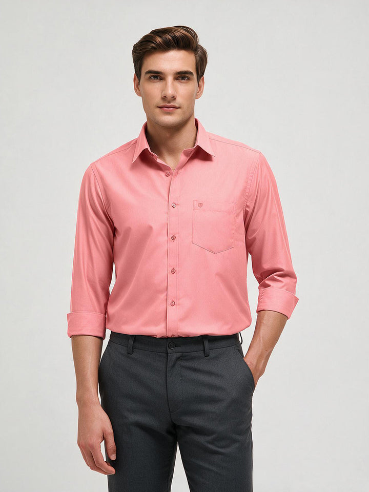 Deep Peach Solid Formal Shirt