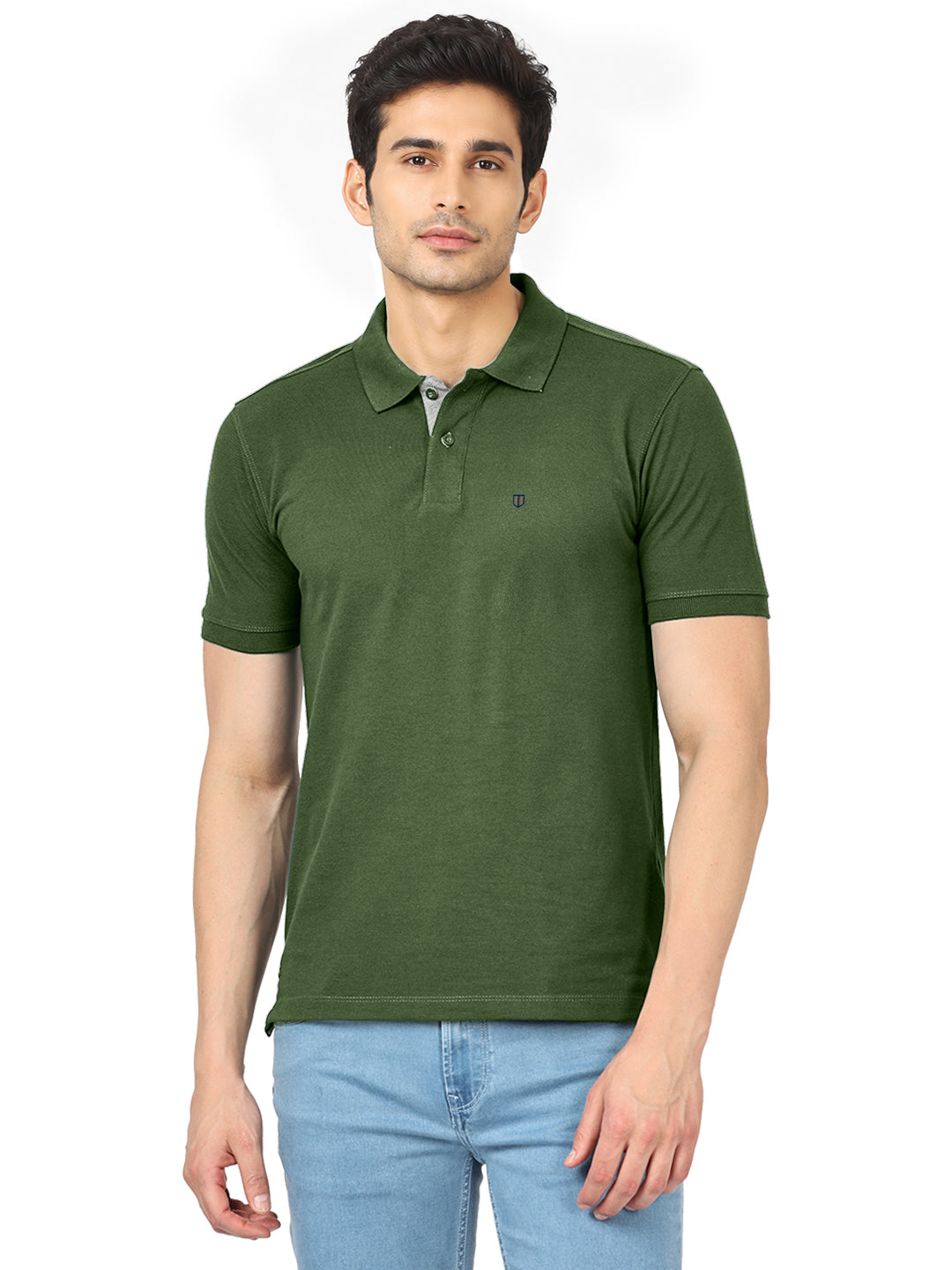 Olive Green Plain Polo T Shirt