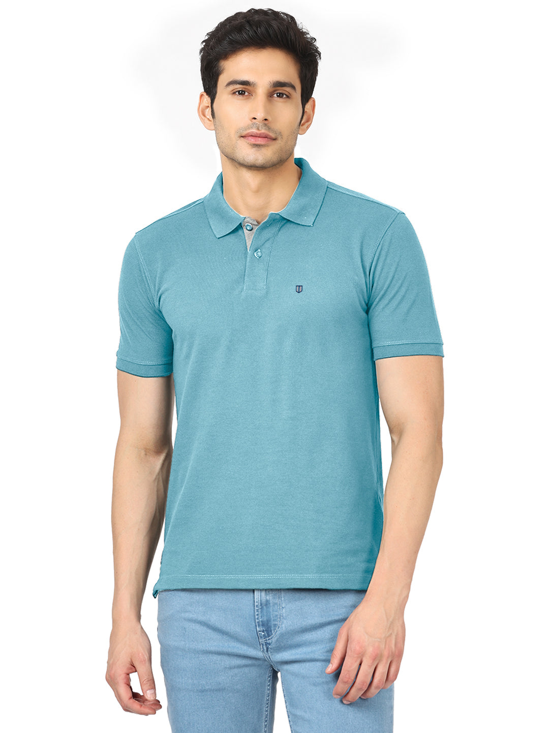 Steel Blue Plain Polo T Shirt